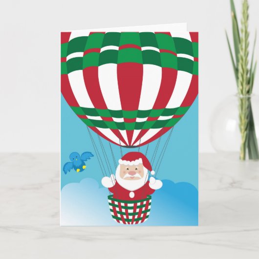 Santa Claus op een luchtballon Feestdagen Kaart (Voorkant)