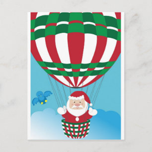 Santa Claus op een luchtballon Feestdagenkaart