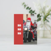 Santa Claus op een motorfiets Ho Ho Ho Ho Briefkaart (Staand voorkant)