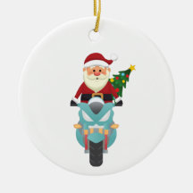 Santa claus op een motorfiets