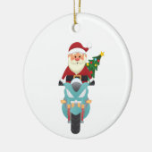 Santa claus op een motorfiets keramisch ornament (Links)