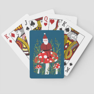 Santa Claus op Magical Mushroom CUSTOM Pokerkaarten