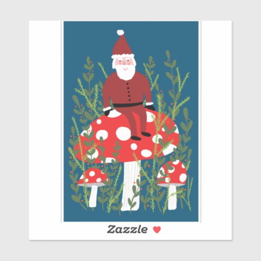 Santa Claus op Magical Mushroom CUSTOM Sticker (Vel)
