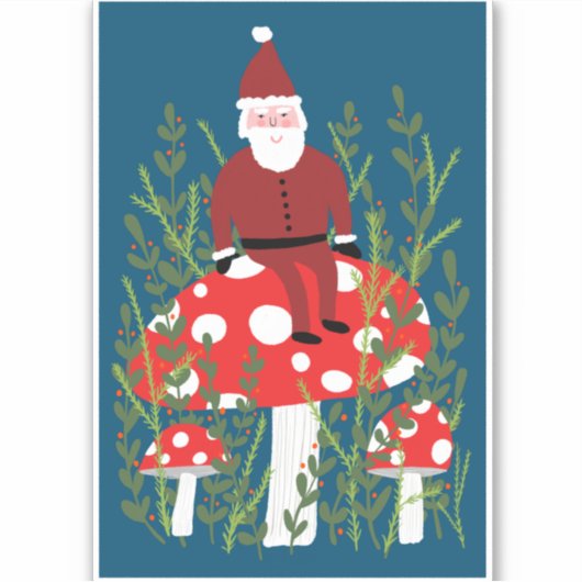 Santa Claus op Magical Mushroom CUSTOM Sticker (Voorkant)