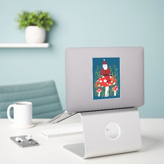 Santa Claus op Magical Mushroom CUSTOM Sticker (Laptop op bureau)