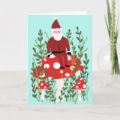 Santa Claus op Magical Mushroom CUSTOM XMAS Kaart (Voorkant)