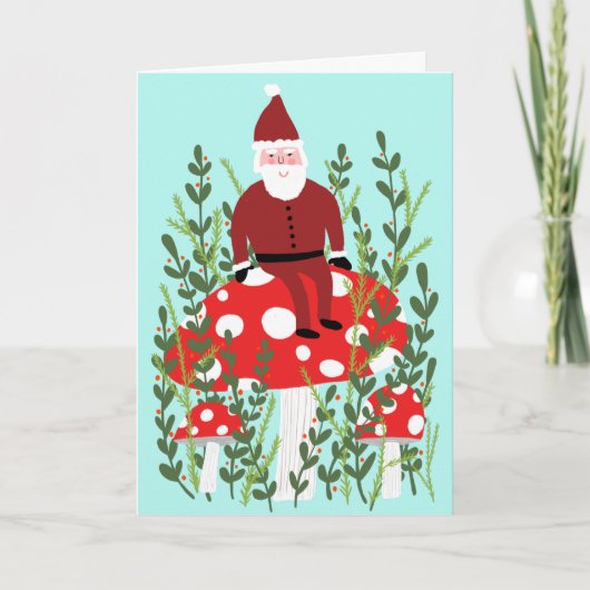 Santa Claus op Magical Mushroom CUSTOM XMAS Kaart (Voorkant)