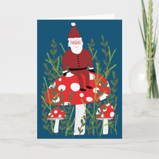 Santa Claus op Magical Mushroom CUSTOM XMAS Kaart (Voorkant)
