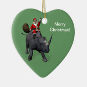 Santa Claus op Rhino Rhinoceros Keramisch Ornament (Rechts)