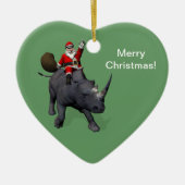 Santa Claus op Rhino Rhinoceros Keramisch Ornament (Voorkant)
