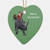 Santa Claus op Rhino Rhinoceros Keramisch Ornament (Links)