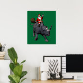 Santa Claus op Rhino Rhinoceros Poster (Thuiskantoor)