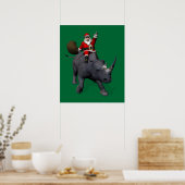 Santa Claus op Rhino Rhinoceros Poster (Keuken)