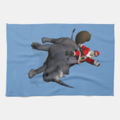 Santa Claus op Rhino Rhinoceros Theedoek (Horizontaal)