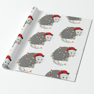 santa claus opossum cadeaupapier