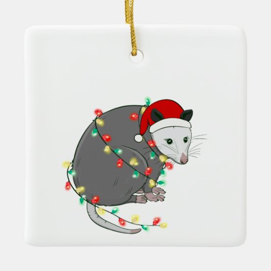 santa claus opossum keramisch ornament (Voorkant)