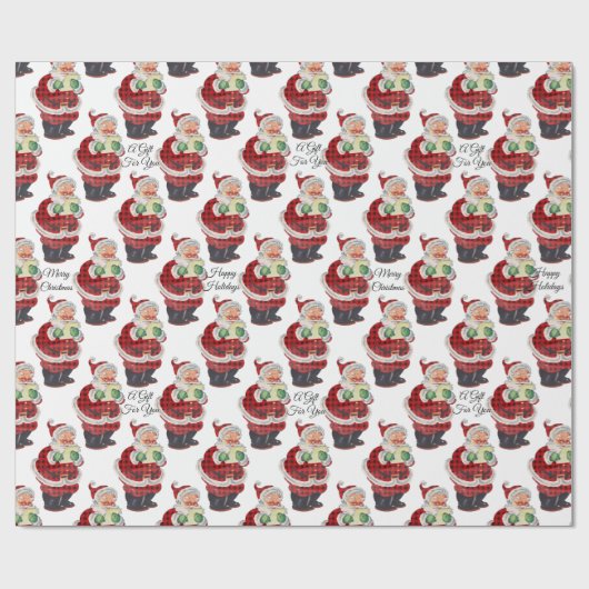 Santa Claus  Oude Fashioned Retro Kerstmis Cadeaupapier (Vlak)