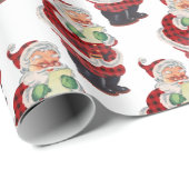 Santa Claus  Oude Fashioned Retro Kerstmis Cadeaupapier (Rol Hoek)