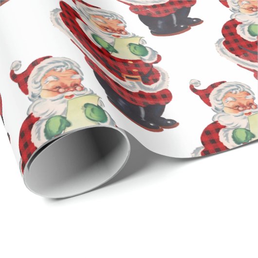 Santa Claus  Oude Fashioned Retro Kerstmis Cadeaupapier (Rol Hoek)