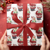 Santa Claus  Oude Fashioned Retro Kerstmis Cadeaupapier