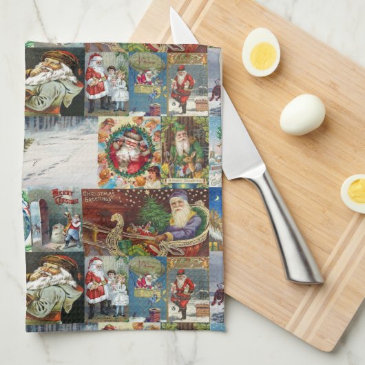Santa Claus  Oude Wereld illustraties Theedoek (Quarter Fold)