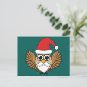 Santa Claus Owl Feestdagenkaart (Staand voorkant)