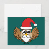 Santa Claus Owl Feestdagenkaart (Voorkant / Achterkant)