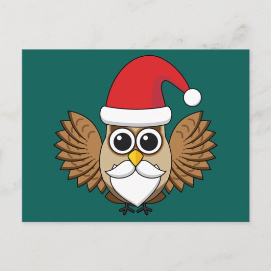 Santa Claus Owl Feestdagenkaart (Voorkant)