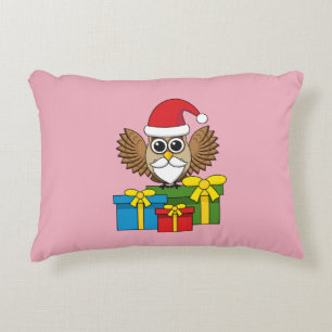 Santa Claus Owl met Cadeaus Accent Kussen