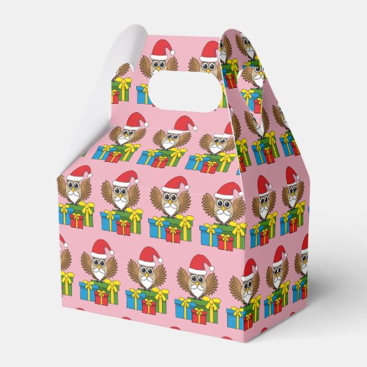 Santa Claus Owl met Cadeaus Bedankdoosjes (Voorkant Zijde)