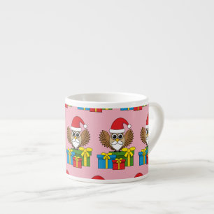 Santa Claus Owl met Cadeaus Espresso Kop