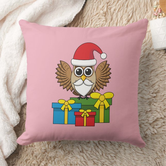 Santa Claus Owl met Cadeaus Kussen (Deken)