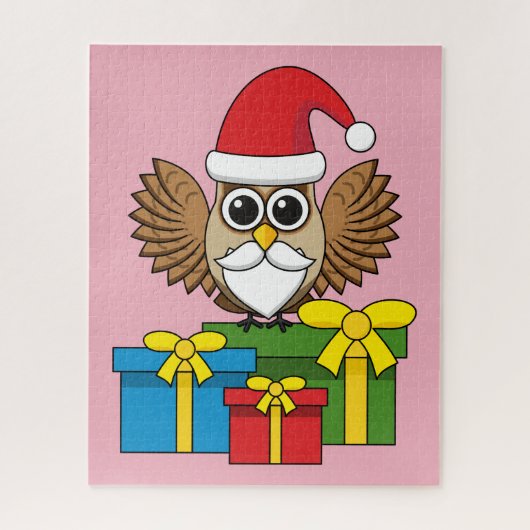Santa Claus Owl met Cadeaus Legpuzzel (Verticaal)
