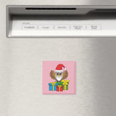 Santa Claus Owl met Cadeaus Magneet (Insitu (Vaatwasser))