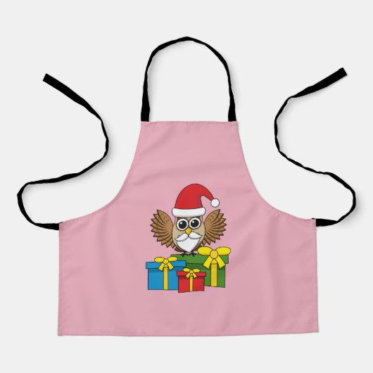 Santa Claus Owl met Cadeaus Schort (Voorkant)