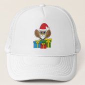 Santa Claus Owl met Cadeaus Trucker Pet (Voorkant)