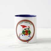 Santa Claus owl met kerstverlichting Mok (Midden)