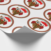 Santa Claus Owl met rode en witte sjaal en pet Cadeaupapier (Hoek)