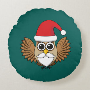 Santa Claus Owl Rond Kussen