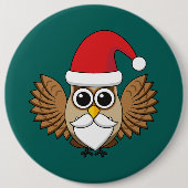 Santa Claus Owl Ronde Button 6,0 Cm (Voorkant)