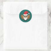 Santa Claus Owl Ronde Sticker (Tas)