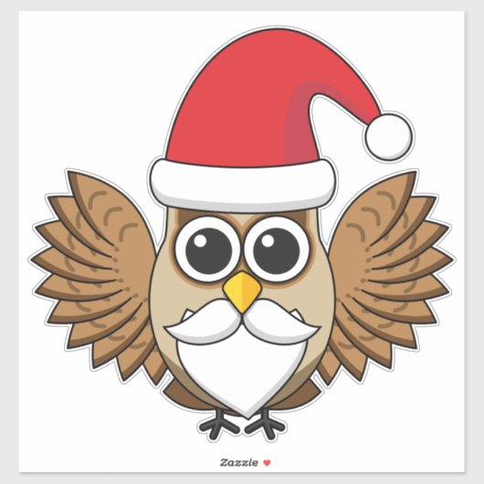 Santa Claus Owl Sticker (Vel)