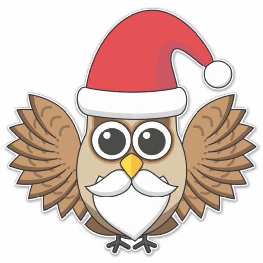 Santa Claus Owl Sticker (Voorkant)