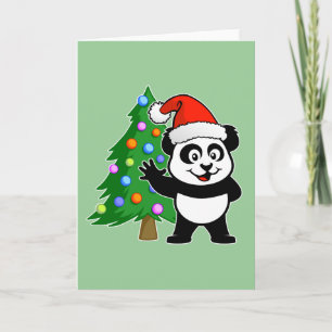 Santa Claus Panda Feestdagen Kaart