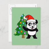 Santa Claus Panda Feestdagenkaart (Voorkant / Achterkant)