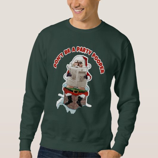Santa Claus "Party pooper" Funny Kerstmis Trui (Voorkant)