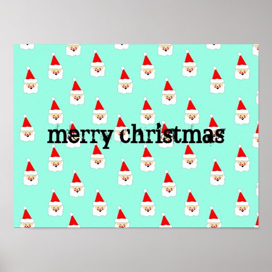 santa claus pattern mid century christmas poster (Voorkant)