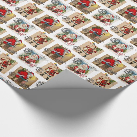 Santa Claus Pattern Wrapping Paper Cadeaupapier (Hoek)