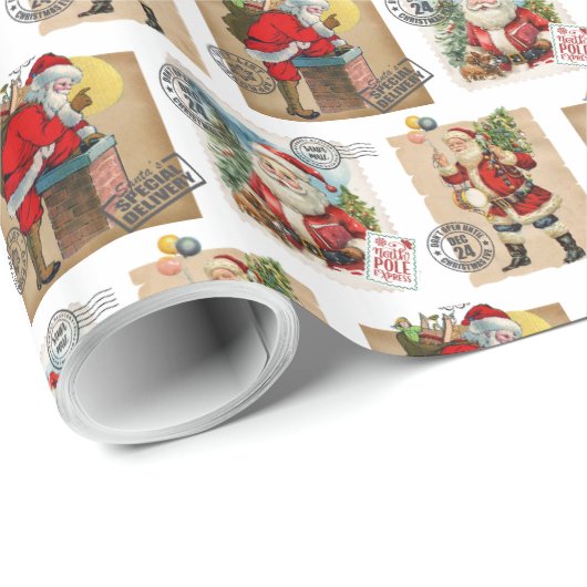 Santa Claus Pattern Wrapping Paper Cadeaupapier (Rol Hoek)