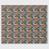 Santa Claus Penguin Pattern Cadeaupapier (Vlak)